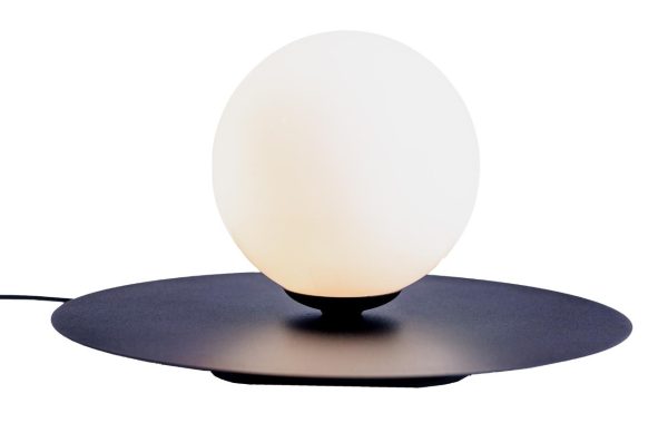 Nordic Design Černobílá skleněná stolní lampa Lyon S  - Výška17 cm- Průměr stínidla 14 cm