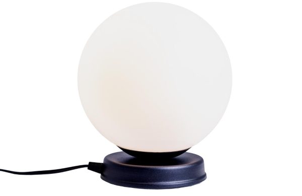 Nordic Design Bílá skleněná stolní lampa Manama M  - Výška24 cm- Průměr 20 cm