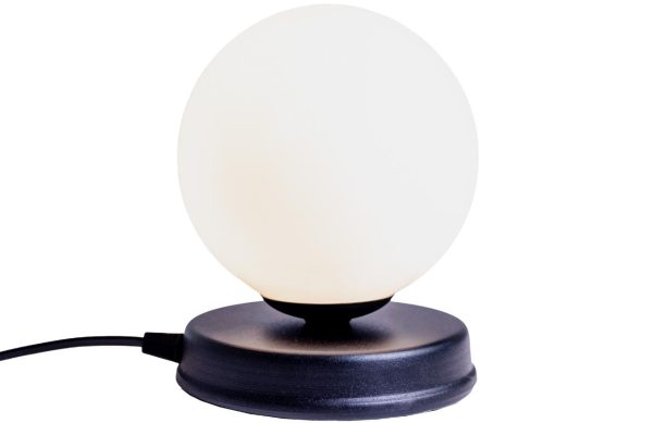 Nordic Design Bílá skleněná stolní lampa Manama S  - Výška19 cm- Průměr 14 cm
