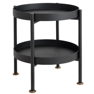 Nordic Design Černý kovový odkládací stolek Nollan 40 cm II. s policí  - Výška45 cm- Průměr 45 cm