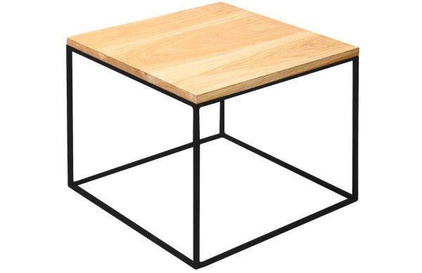 Nordic Design Dubový konferenční stolek Moreno 50 x 50 cm s černou podnoží  - Šířka50 cm- Hloubka 50 cm