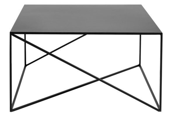 Nordic Design Černý kovový konferenční stolek Mountain 100 x 100 cm  - Šířka100 cm- Hloubka 100 cm