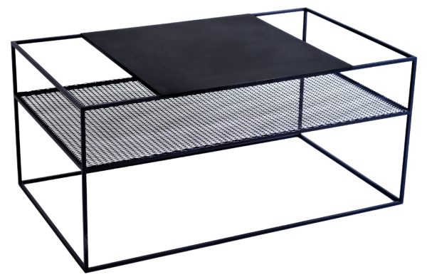 Nordic Design Černý kovový konferenční stolek Trixom 100 x 60 cm  - Výška45 cm- Šířka 100 cm