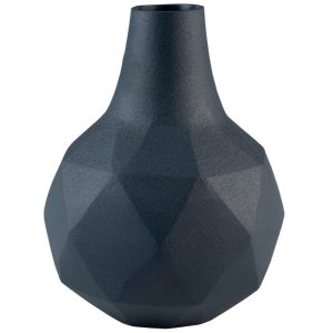 Tmavě modrá kovová váza ZUIVER BLOOM 16 cm  - Výška16 cm- Průměr 11 cm