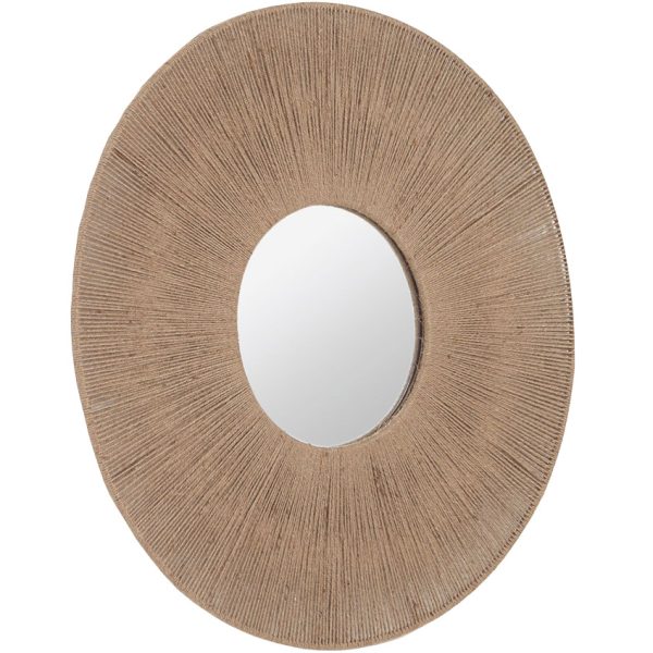 Přírodní jutové kulaté závěsné zrcadlo Kave Home Damira Ø 60 cm  - Výška60 cm- Šířka 60 cm