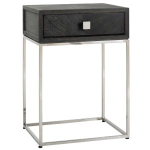 Černo stříbrný dubový noční stolek Richmond Blackbone 50 x 40 cm  - Výška71 cm- Šířka 50 cm