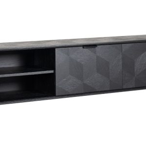 Černý dubový TV stolek Richmond Blax 180 x 40 cm  - Výška58 cm- Šířka 180 cm