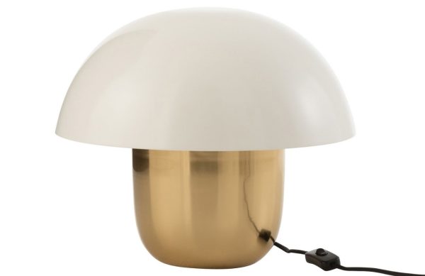 Bílo zlatá kovová stolní lampa J-line Mushroom S  - Výška40 cm- Průměr 40 cm