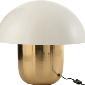 Bílo zlatá kovová stolní lampa J-line Mushroom L  - Výška43 cm- Průměr 49