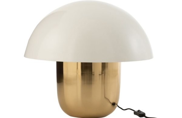 Bílo zlatá kovová stolní lampa J-line Mushroom L  - Výška43 cm- Průměr 49