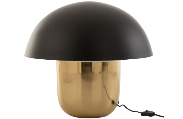 Černo zlatá kovová stolní lampa J-line Mushroom L  - Výška43 cm- Průměr 49