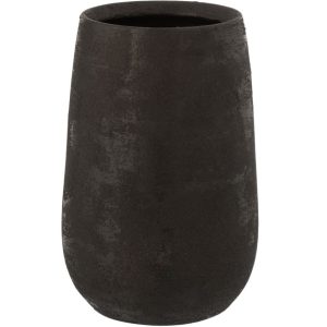 Černá keramická váza J-line Roughie S  - Výška31 cm- Průměr 19 cm