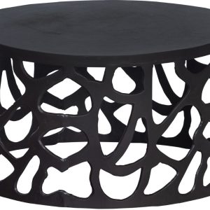 Hoorns Černý kovový konferenční stolek Jaspeto 64 cm  - Výška37 cm- Průměr 64 cm