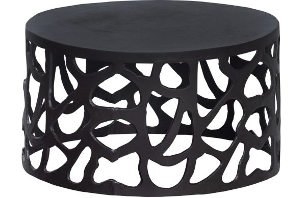 Hoorns Černý kovový konferenční stolek Jaspeto 64 cm  - Výška37 cm- Průměr 64 cm