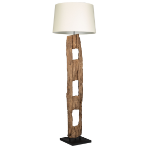 Moebel Living Dřevěná stojací lampa  s bílým stínidlem Aranka 177 cm  - Výška177 cm- Šířka 55 cm