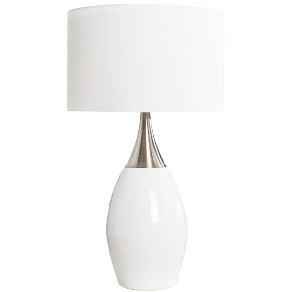 Moebel Living Bílá stolní lampa Elegien 60 cm  - Výška60 cm- Šířka 30 cm