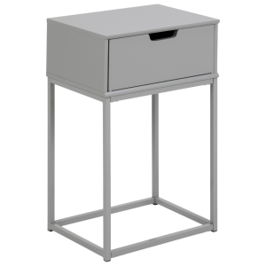 Scandi Šedý lakovaný noční stolek Marika 40 x 30 cm s kovovou podnoží  - Šířka40 cm- Hloubka 30 cm