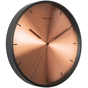 Time for home Černo měděné kovové nástěnné hodiny Mariska 40 cm  - HodinyKov- Hloubka 6 cm