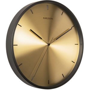 Time for home Černo zlaté kovové nástěnné hodiny Mariska 40 cm  - HodinyKov- Hloubka 6 cm
