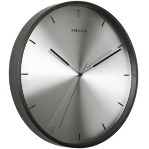 Time for home Černo stříbrné kovové nástěnné hodiny Mariska 40 cm  - HodinyKov- Hloubka 6 cm