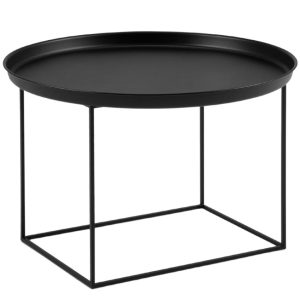 Černý kovový konferenční stolek MICADONI Ataca 63 cm  - Výška42 cm- Průměr 63 cm
