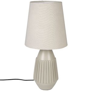 White Label Béžová kovová stolní lampa WLL AYSA s bavlněným stínidlem  - Výška52 cm- Průměr 25 cm