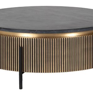 Černý mramorový konferenční stolek Richmond Ironville 90 cm  - Výška40 cm- Průměr 90 cm