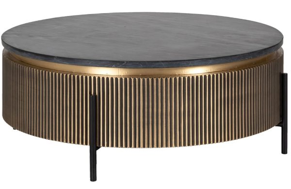 Černý mramorový konferenční stolek Richmond Ironville 90 cm  - Výška40 cm- Průměr 90 cm