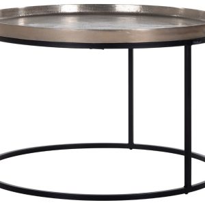 Stříbrný kovový konferenční stolek Richmond Milo 70 cm  - Výška45 cm- Průměr 70 cm