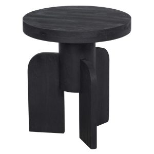 Hoorns Černý mangový odkládací stolek Tate 45 cm  - Výška51 cm- Průměr 45 cm