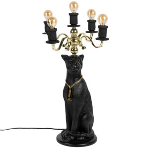 Černá stolní lampa Bold Monkey Proudly Crowned Panther 62 cm  - Výška62 cm- Průměr 37 cm