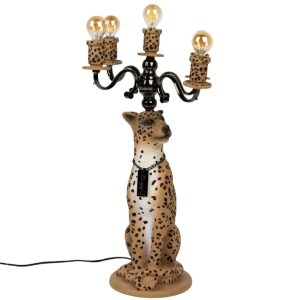 Hnědá stolní lampa Bold Monkey Proudly Crowned Panther 62 cm  - Výška62 cm- Průměr 37 cm