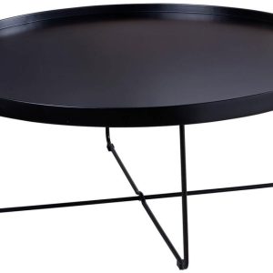 Černý lakovaný kulatý konferenční stolek Somcasa Bruno 90 cm  - Výška36