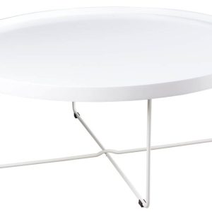 Bílý lakovaný kulatý konferenční stolek Somcasa Bruno 90 cm  - Výška36