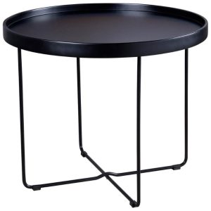 Černý lakovaný kulatý konferenční stolek Somcasa Dave 60 cm  - Výška50 cm- Průměr 60 cm