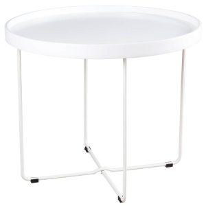 Bílý lakovaný kulatý konferenční stolek Somcasa Dave 60 cm  - Výška50 cm- Průměr 60 cm