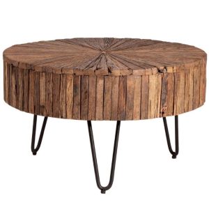 Dřevěný kulatý konferenční stolek Somcasa Tarak 70 cm  - Výška42 cm- Průměr 70 cm