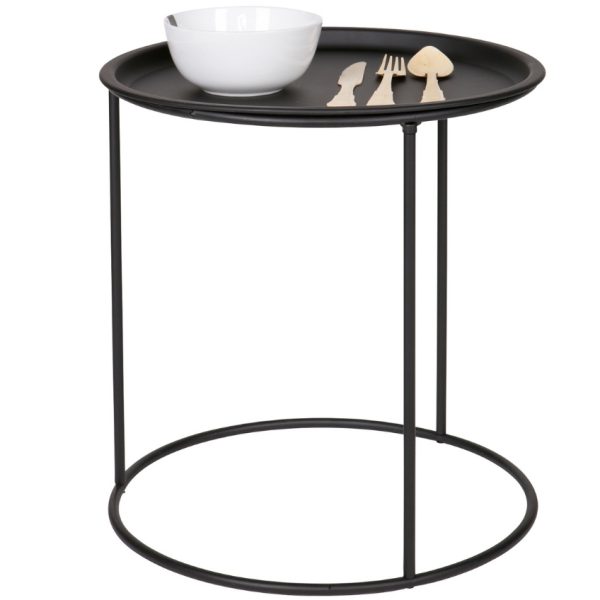 Hoorns Černý kovový odkládací stolek Select 40 cm  - Výška43 cm- Průměr 40 cm