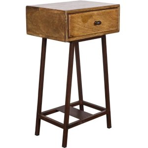 Hoorns Mangový noční stolek Trax 35 x 40 cm  - Výška70 cm- Šířka 45 cm
