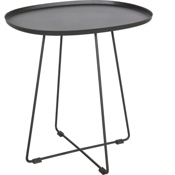 Hoorns Černý kovový odkládací stolek Arborio 51x43 cm  - Výška50 cm- Šířka 43 cm