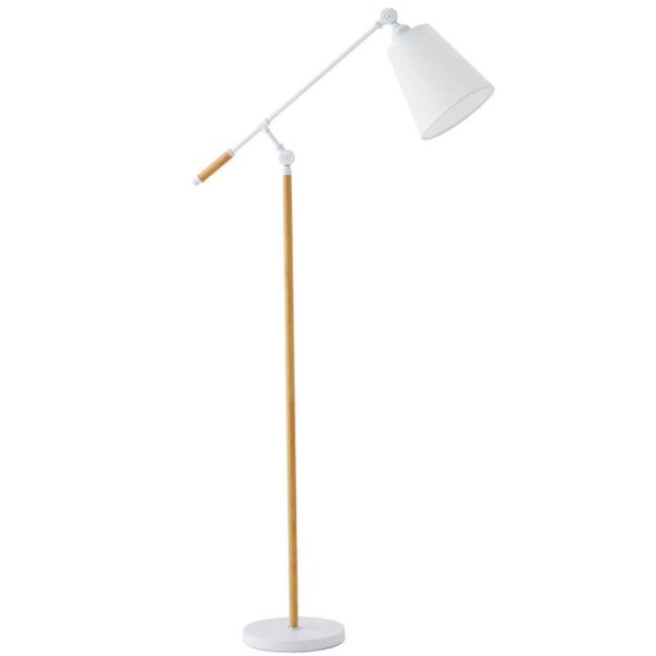 Bílá kovová stojací lampa Somcasa Aloia 140 cm  - Výška140 cm- Šířka 23 cm