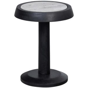 Hoorns Černý mangový odkládací stolek Nae 36 cm  - výška46 cm- průměr 36 cm