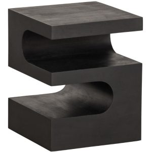 Hoorns Černý mangový odkládací stolek Tamboo 40 x 40 cm  - Výška50 cm- šířka 40 cm