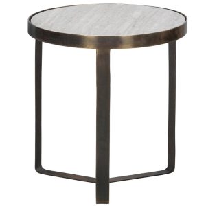 Hoorns Bílý mramorový odkládací stolek Vines 38 cm  - výška40 cm- průměr 38 cm