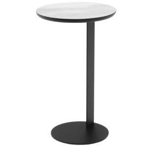 Bílý mramorový odkládací stolek MICADONI NAMIB 30 cm s kovovou podnoží  - Průměr30 cm- Výška 50 cm