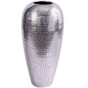 Moebel Living Stříbrná hliníková váza Barrie 50 cm  - Výška50 cm- Průměr otvoru 11