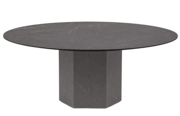 Černý mramorový kulatý konferenční stolek Micadoni Sahara 100 cm  - Průměr100 cm- Výška 40 cm