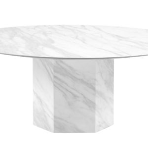Bílý mramorový kulatý konferenční stolek Micadoni Sahara 100 cm  - Průměr100 cm- Výška 40 cm