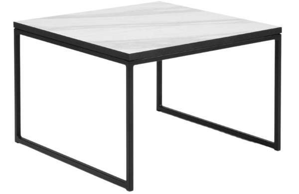 Bílý mramorový konferenční stolek MICADONI VELD 50 x 50 cm  - Šířka50 cm- Výška 35 cm