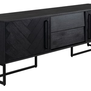Černý dřevěný TV stolek DUTCHBONE Class 180 x 45 cm  - Výška60 cm- Šířka 180 cm